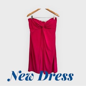 Hot Pink designer strapless dress.